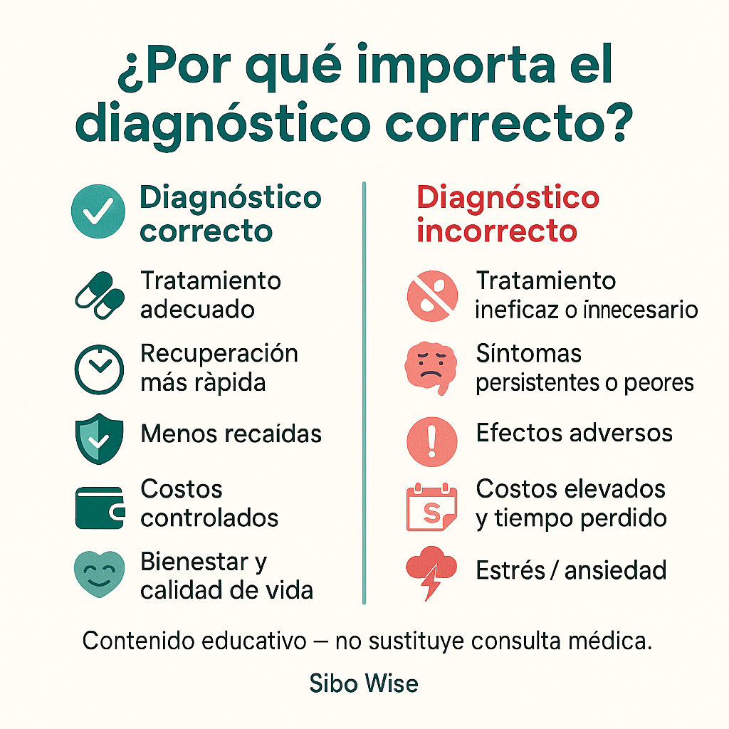 Infografía explicando por qué el diagnóstico correcto es importante