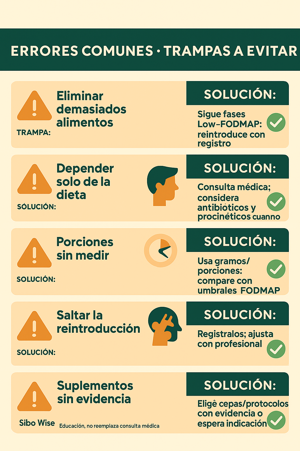 Infografía visual mostrando los errores comunes como trampas a evitar