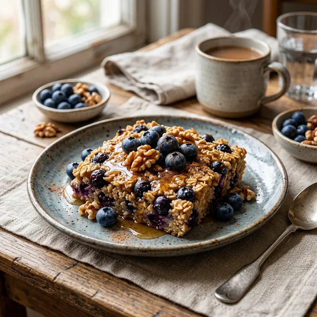 Avena Sin Gluten Horneada con Arándanos y Nueces