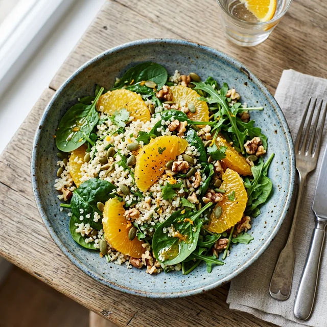 Ensalada De Quinoa, Naranja y Nueces